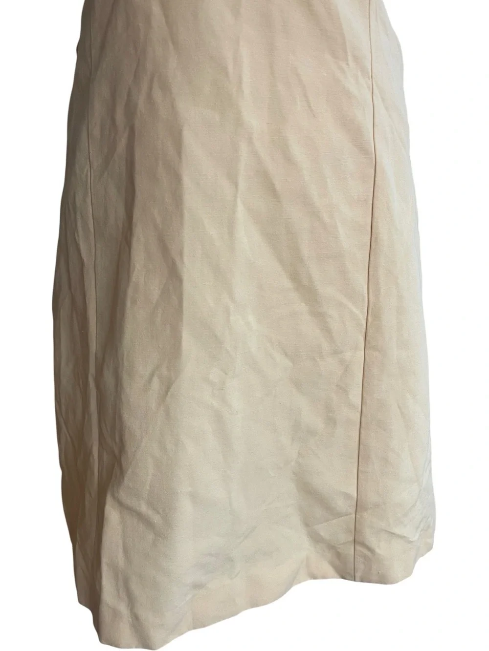 Zara Cutout Ruched Linen Mini Dress Tan Peach